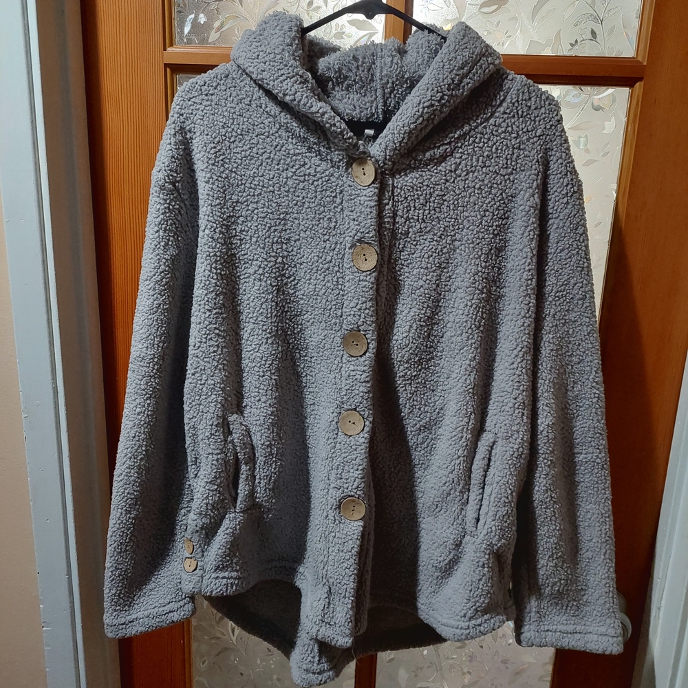 Women's Cozy Gray Teddy Jacket